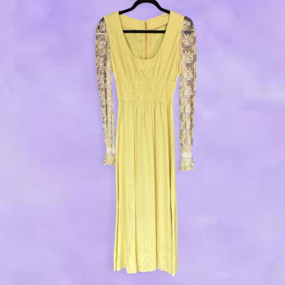 70s yellow prairie dress